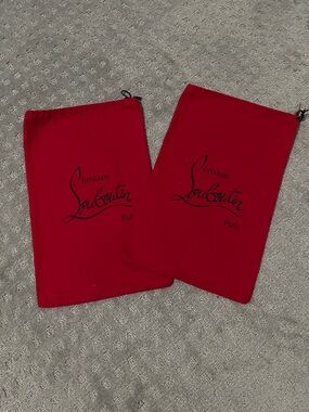 Christian Louboutin Red Branded Drawstring Dust Bags, Pair